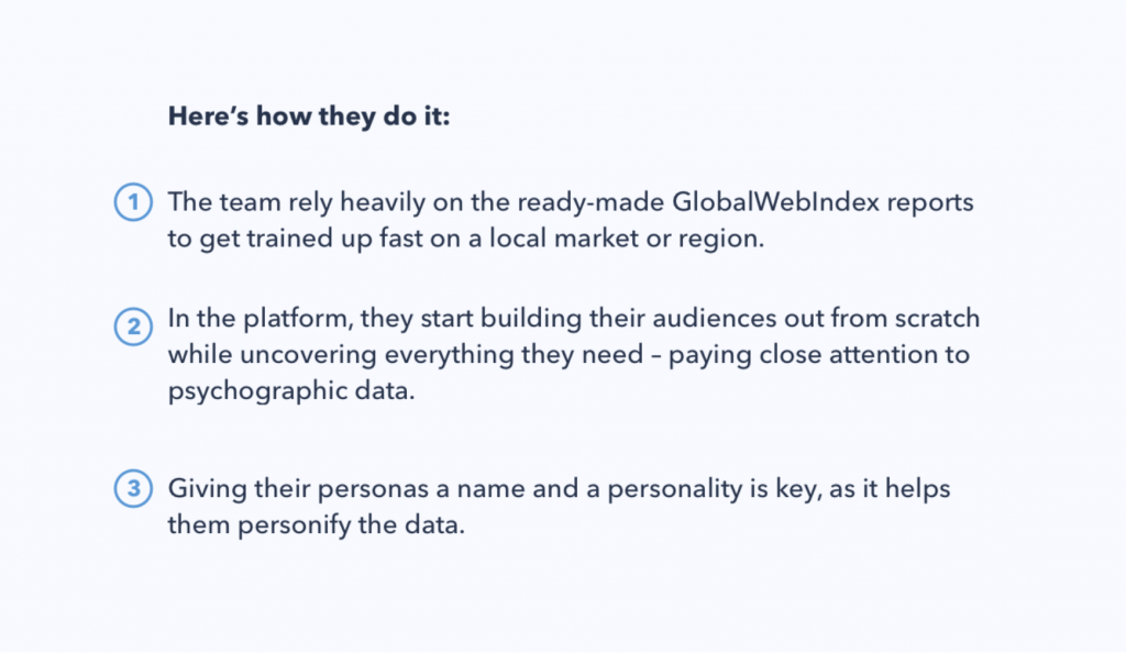 Chart showing how Bigeye used psychographic data to build audience personas